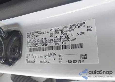 2018 Ford F-150 Lariat z USA, uszkodzony, nr VIN 1FTEW1EG0JFA13281